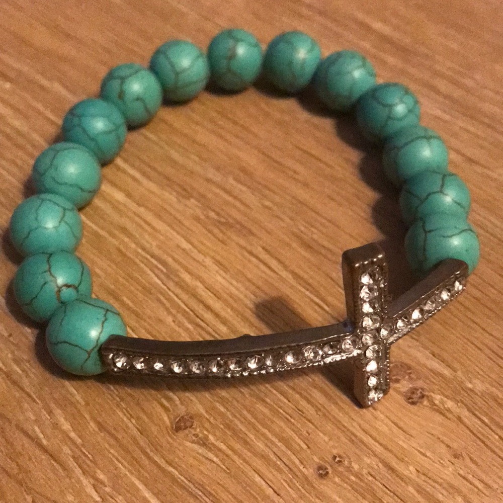 Turquoise Beaded Cross Bracelet